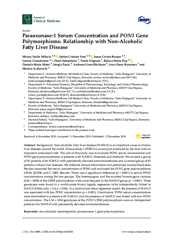 (PDF) Paraoxonase-1 Serum Concentration and PON1 Gene Polymorphisms ...