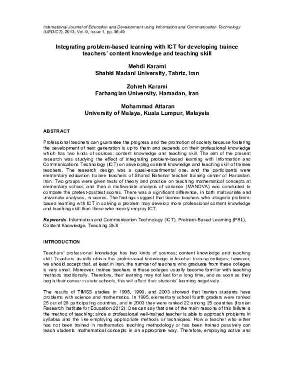 (PDF) Integrating problem-based learning with ICT for developing ...