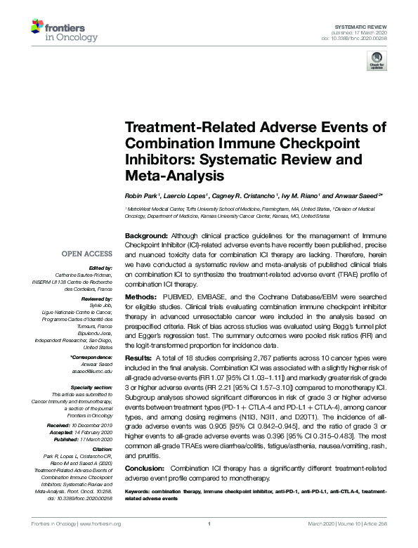 (PDF) Treatment-Related Adverse Events of Combination Immune Checkpoint ...
