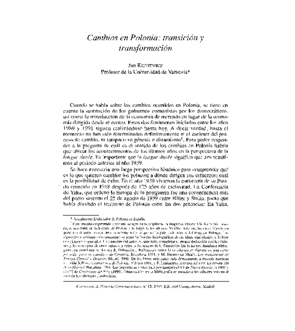 Pdf Cambios En Polonia Transicion Y Transformación 