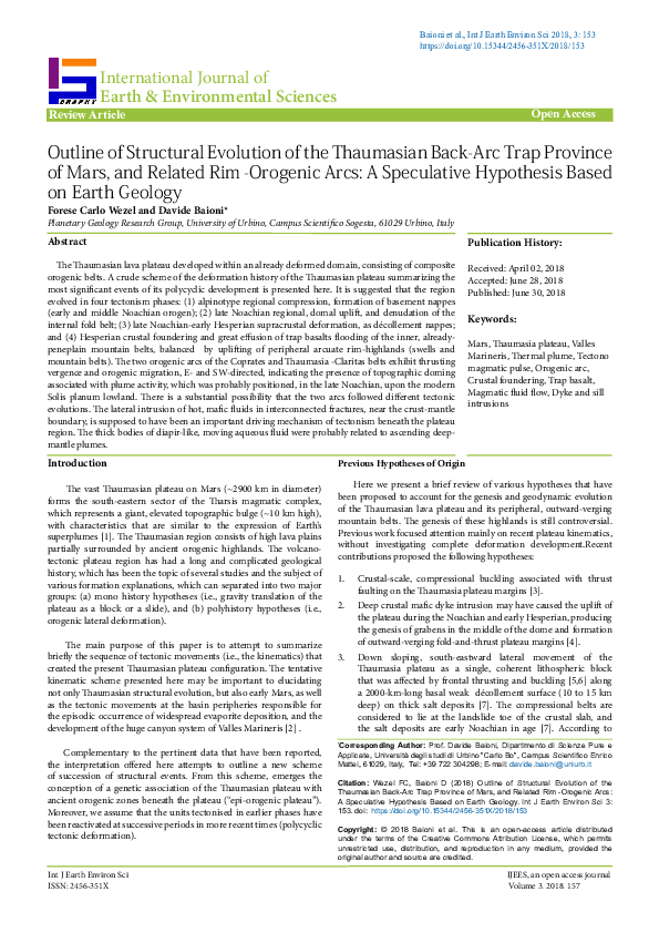 (PDF) Outline of Structural Evolution of the Thaumasian BackArc Trap