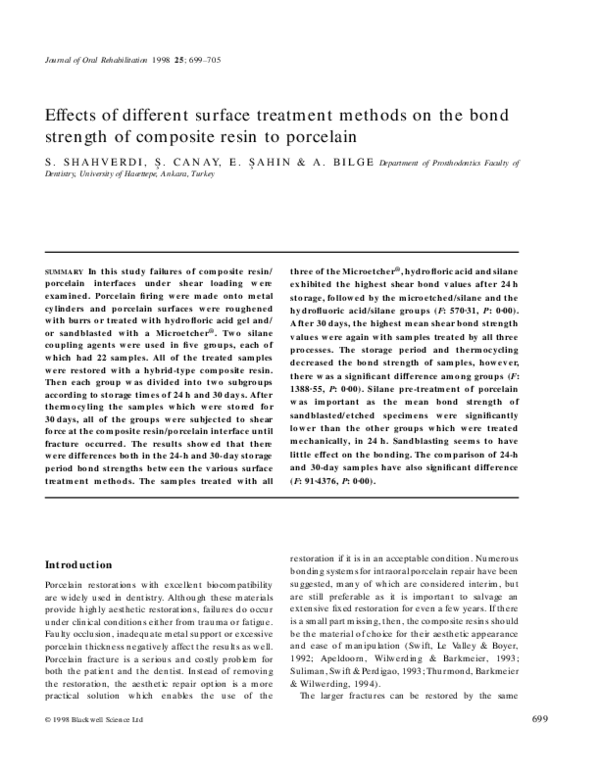 (PDF) Effects of different surface treatment methods on the bond ...
