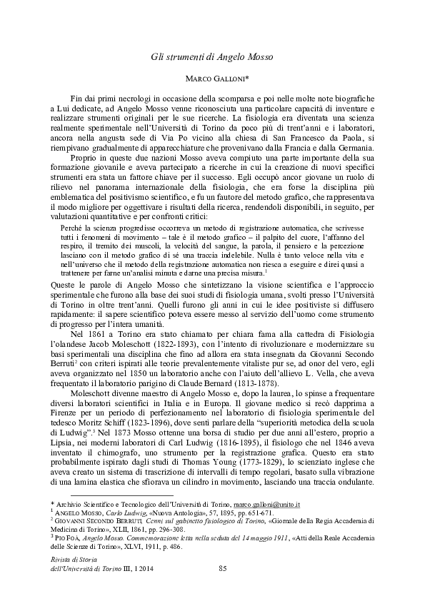 (PDF) Gli strumenti di Angelo Mosso