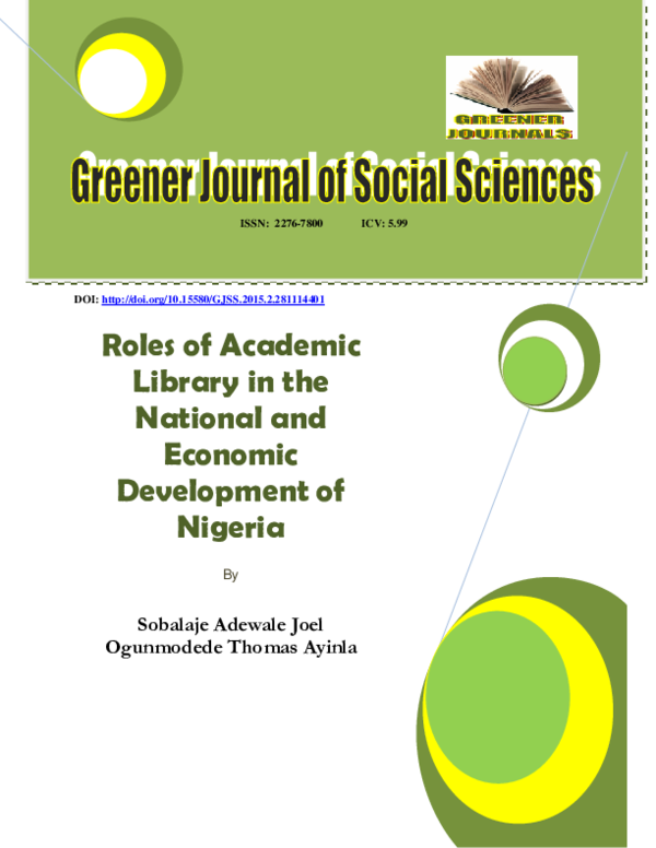 (PDF) Roles of Academic Library in the National and Economic ...
