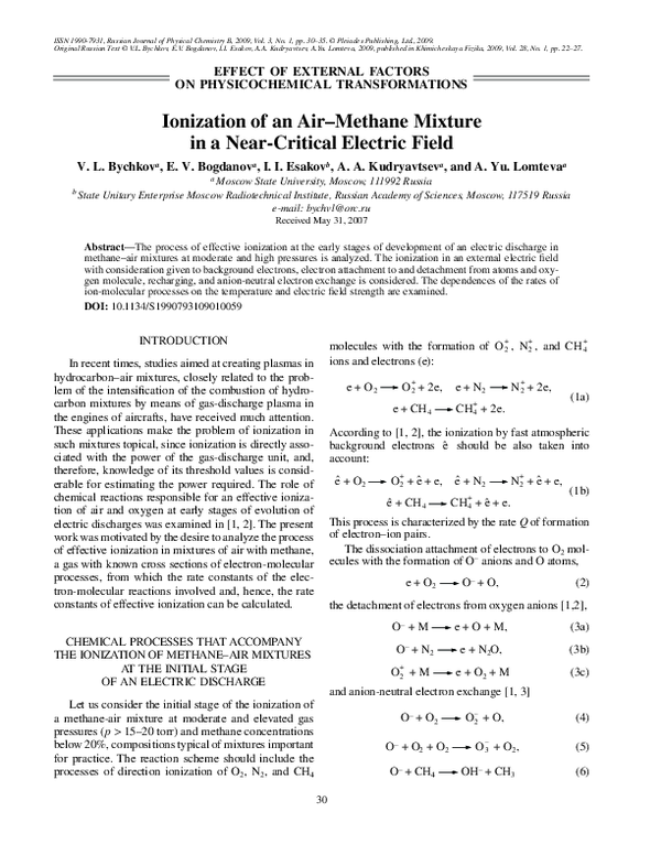 (PDF) Ionization of an air-methane mixture in a near-critical electric ...