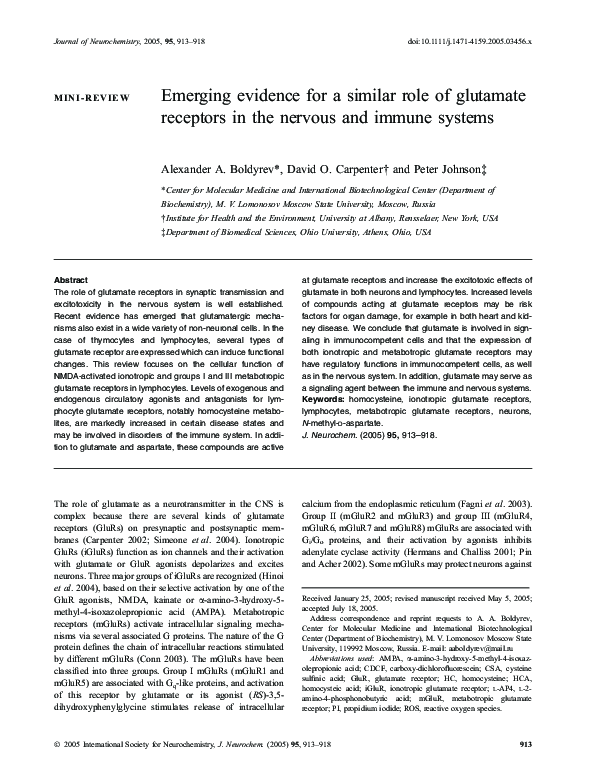 (PDF) Emerging evidence for a similar role of glutamate receptors in ...