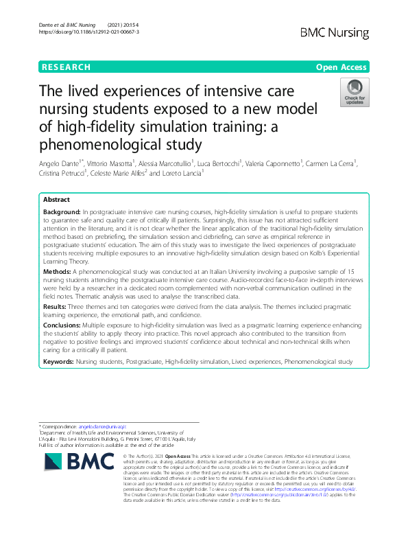 (PDF) The lived experiences of intensive care nursing students exposed ...