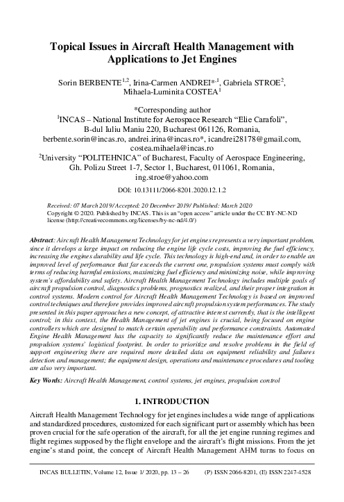 (PDF) Topical Issues in Aircraft Health Management with Applications to ...