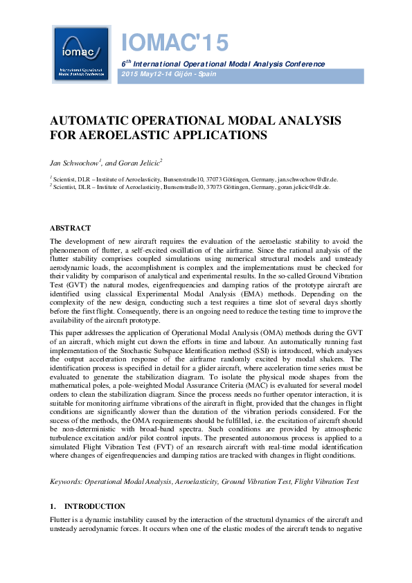 (PDF) Automatic Operational Modal Analysis for Aeroelastic Applications