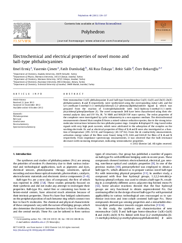 (PDF) Electrochemical and electrical properties of novel mono and ball ...