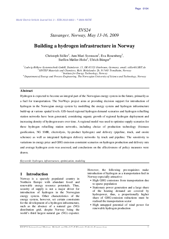 (PDF) Building a hydrogen infrastructure in Norway