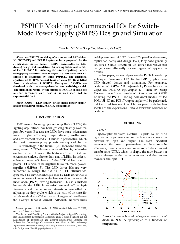 (PDF) PSPICE Modeling of Commercial ICs for SwitchMode Power Supply
