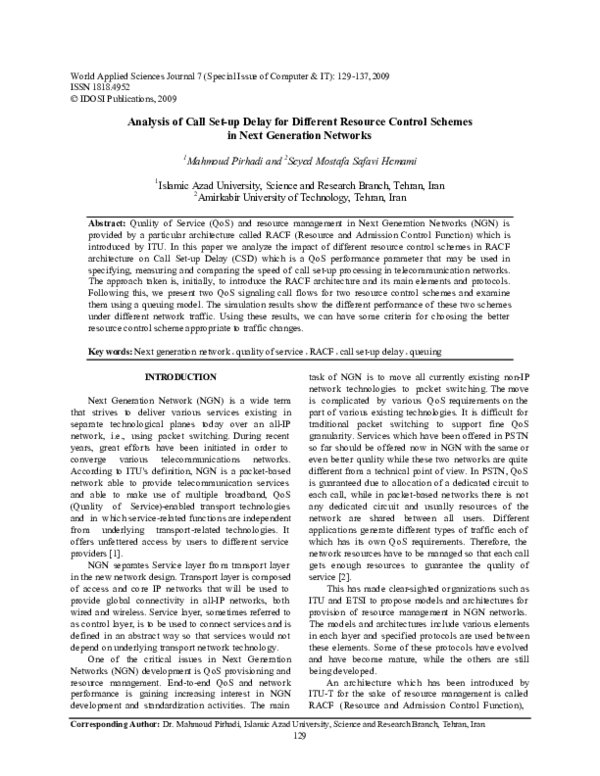 (PDF) Analysis of Call Set-up Delay for Different Resource Control ...