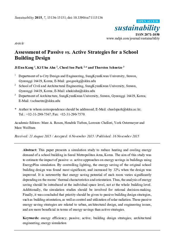 (PDF) Assessment of Passive vs. Active Strategies for a School Building ...