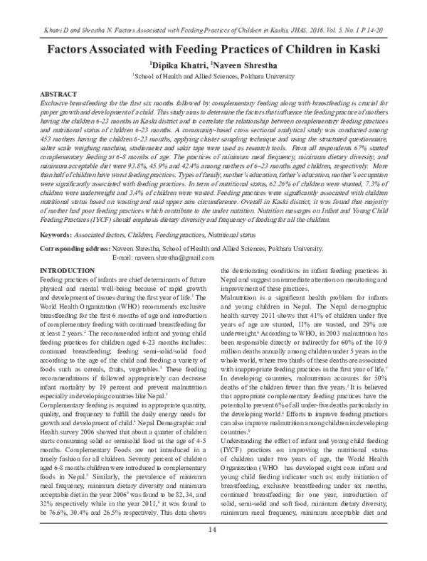 (PDF) Exclusive breastfeeding for the first six months followed by ...