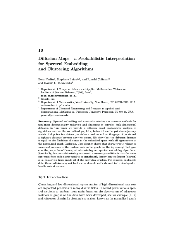 (PDF) Diffusion Maps - a Probabilistic Interpretation for Spectral ...