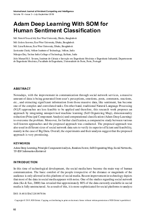 (PDF) Adam Deep Learning With SOM for Human Sentiment Classification
