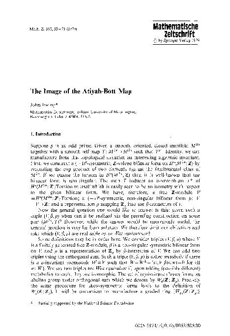 (PDF) The image of the Atiyah-Bott map | John Ewing - Academia.edu