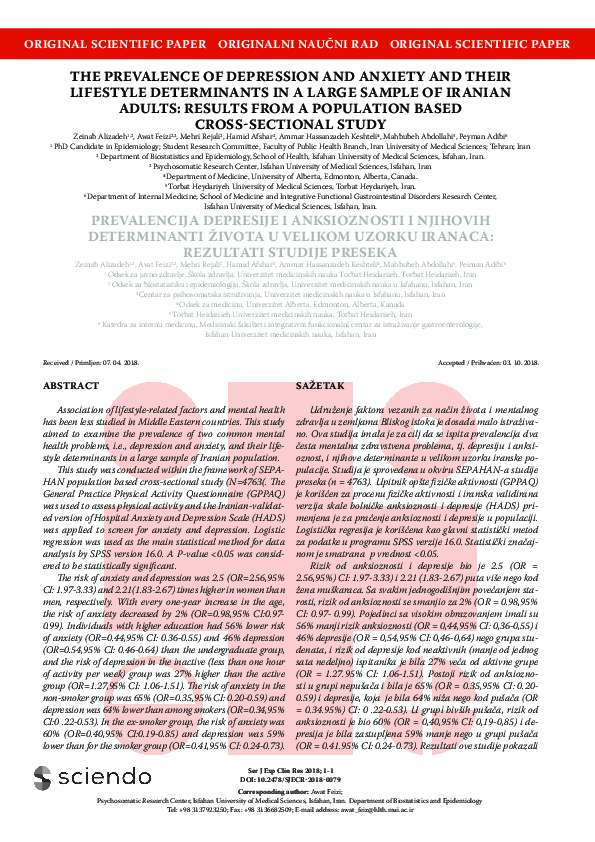 (PDF) The Prevalence of Depression and Anxiety and Their Lifestyle ...