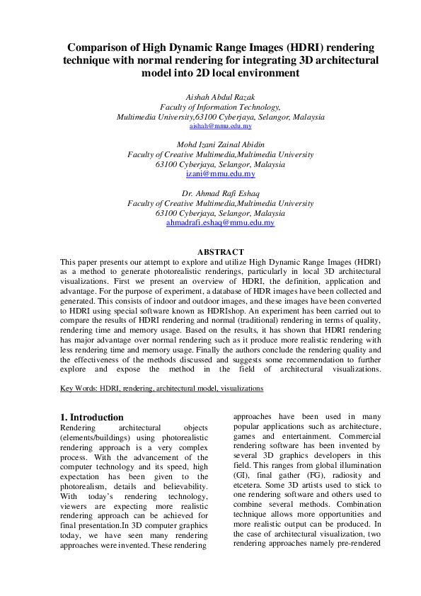 (PDF) Comparison of High Dynamic Range Images (HDRI) rendering ...