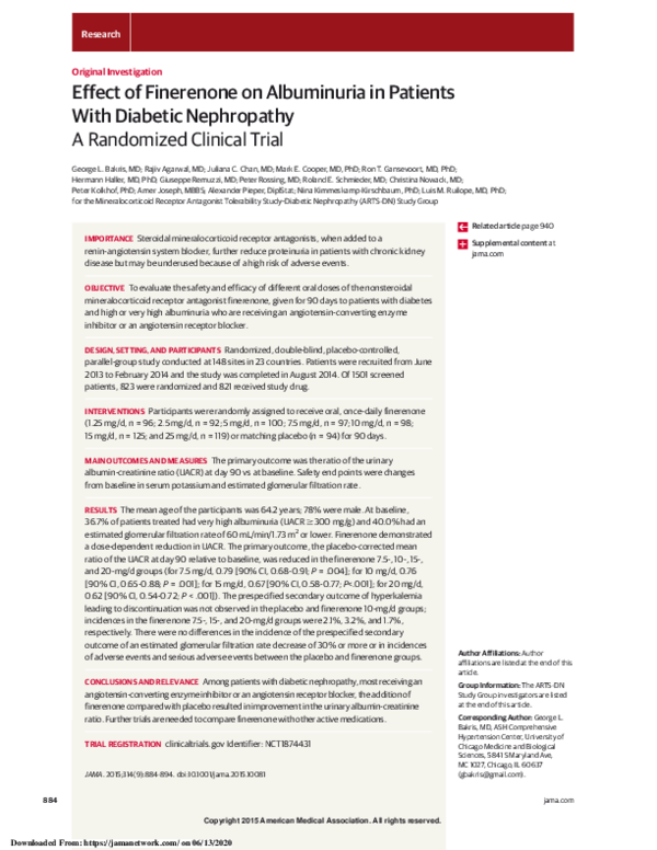 (PDF) Effect of Finerenone on Albuminuria in Patients With Diabetic ...