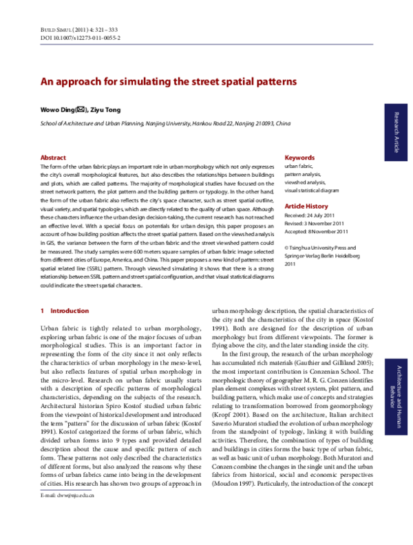 (PDF) An approach for simulating the street spatial patterns