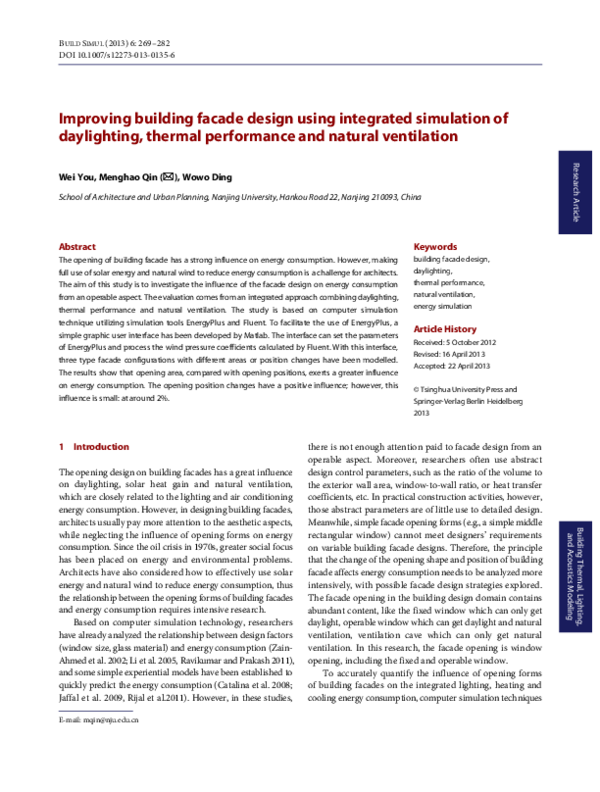 (PDF) Improving building facade design using integrated simulation of ...