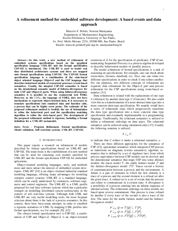 (PDF) A refinement method for embedded software development: A based ...