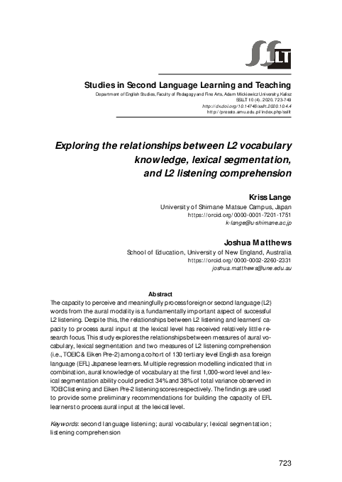 (PDF) Exploring the relationships between L2 vocabulary knowledge ...