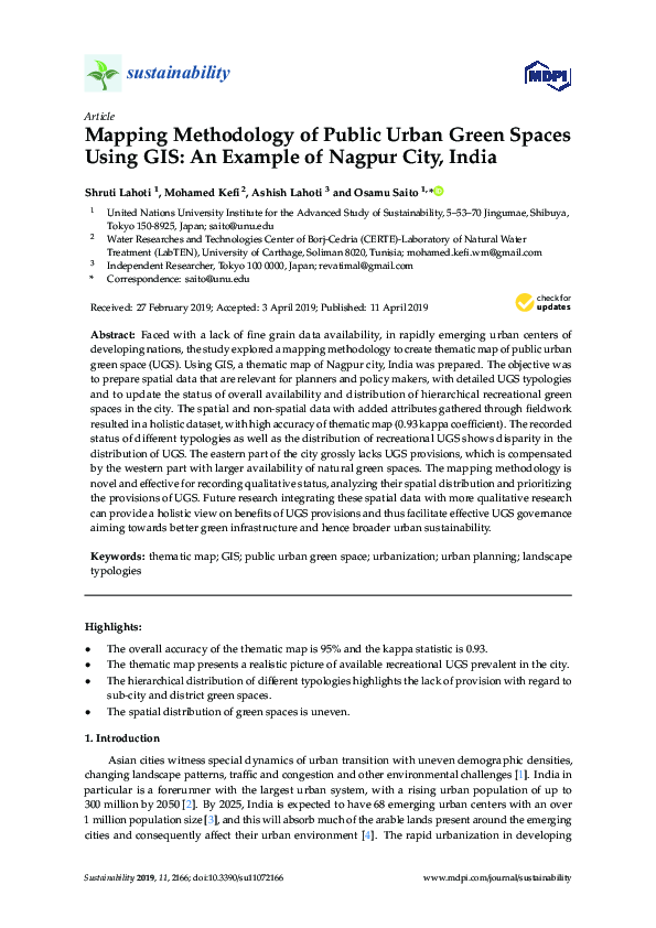 (PDF) Mapping Methodology of Public Urban Green Spaces Using GIS: An ...