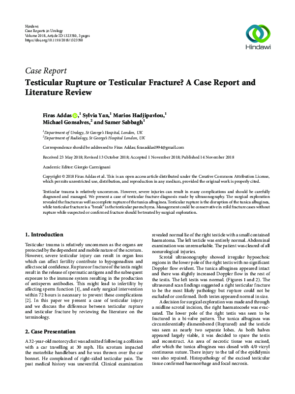 (PDF) Testicular Rupture or Testicular Fracture? A Case Report and ...