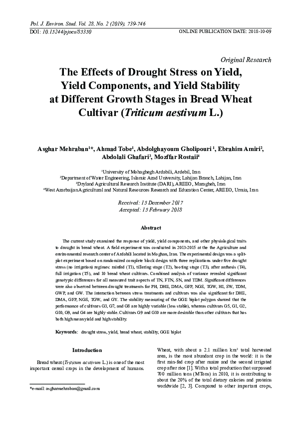(PDF) The Effects of Drought Stress on Yield, Yield Components, and ...