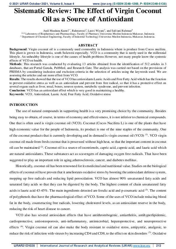 (PDF) Sistematic Review: The Effect of Virgin Coconut Oil as a Source ...