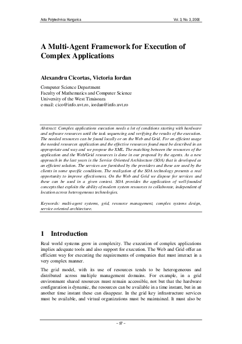 (PDF) A Multi-Agent Framework for Execution of Complex Applications