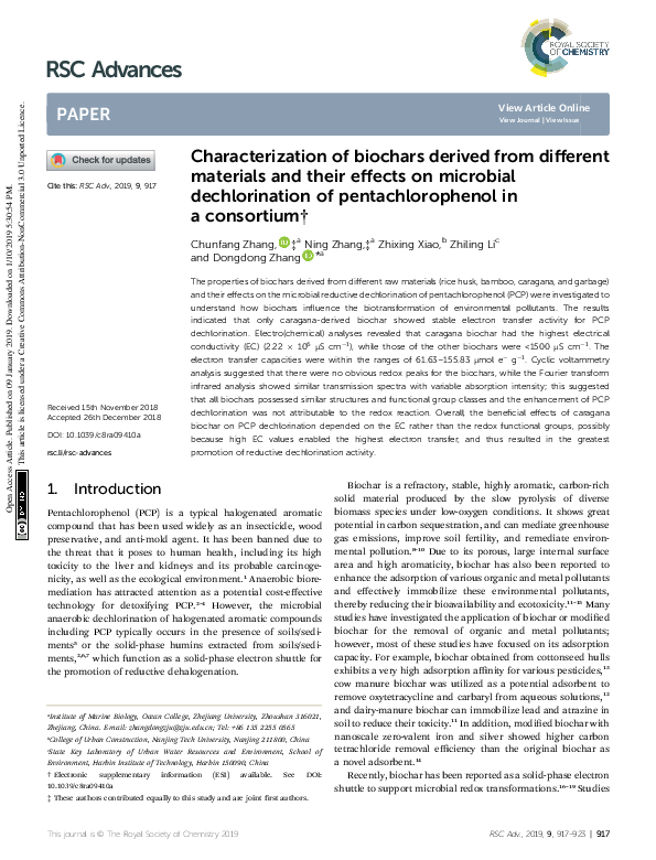 (PDF) Characterization of biochars derived from different materials and ...