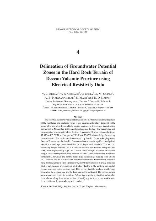 (PDF) 4 Delineation of Groundwater Potential Zones in the Hard Rock ...