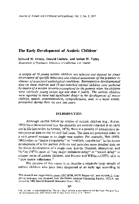 (PDF) The early development of autistic children