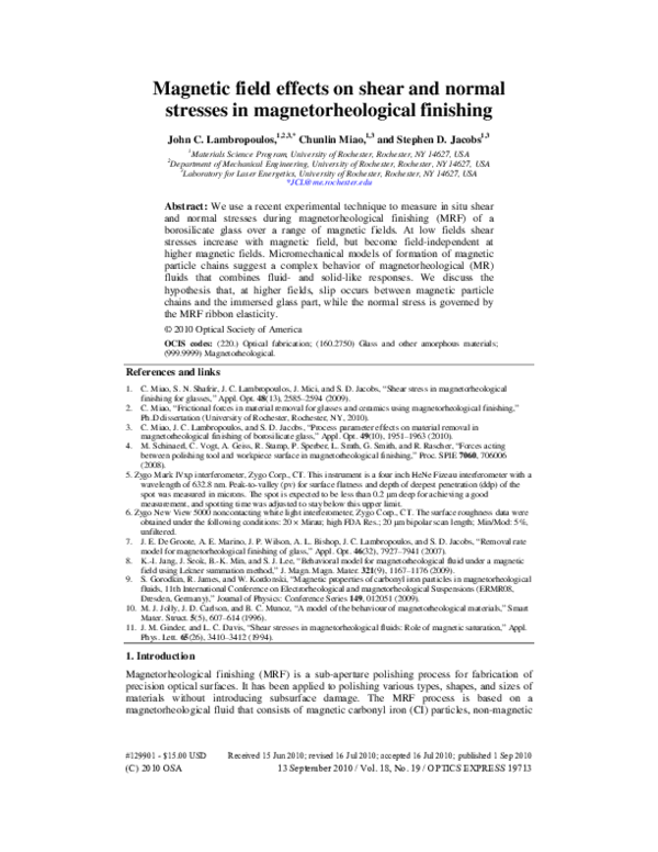 (PDF) Magnetic field effects on shear and normal stresses in ...