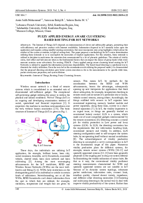 (PDF) Fuzzy Applied Energy Aware Clustering Based Routing for Iot Networks