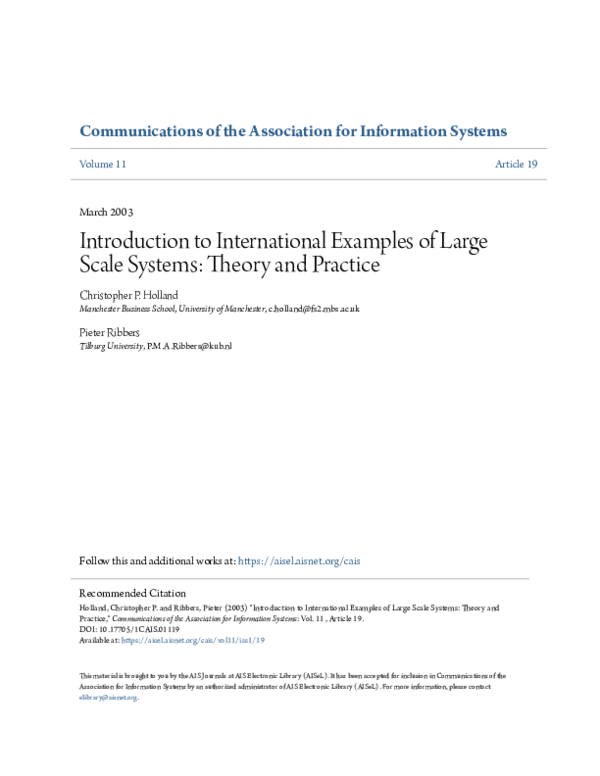 (PDF) Introduction to International Examples of Large Scale Systems ...