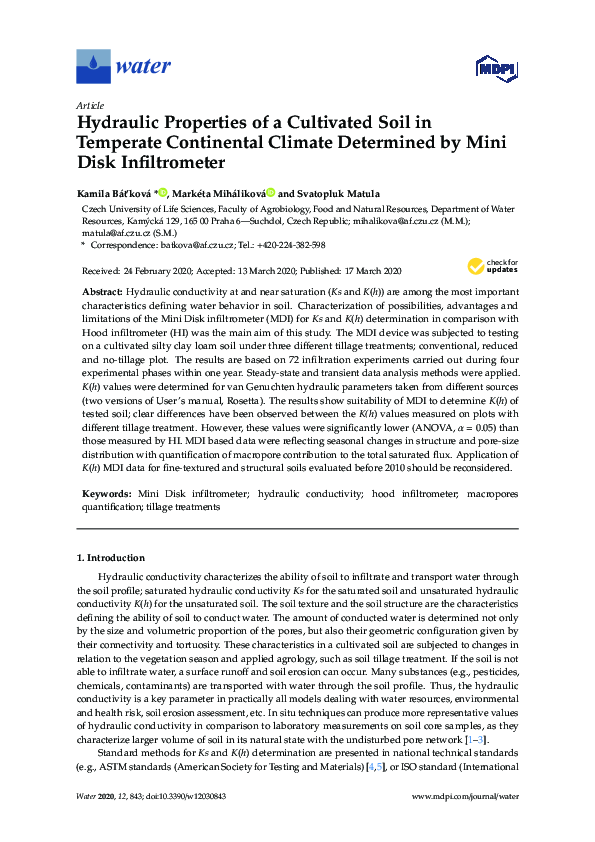 (PDF) Hydraulic Properties of a Cultivated Soil in Temperate ...