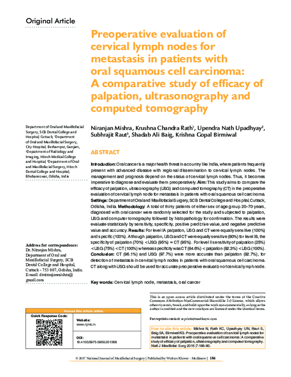 (PDF) Preoperative evaluation of cervical lymph nodes for metastasis in ...