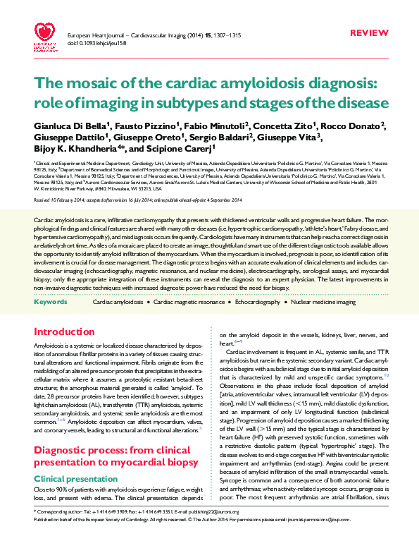 (PDF) The mosaic of the cardiac amyloidosis diagnosis: role of imaging ...