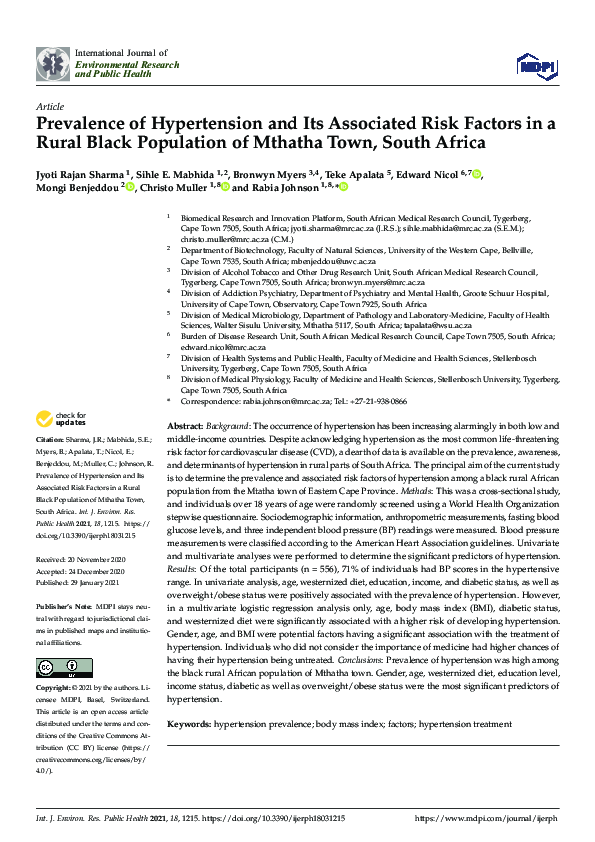 (PDF) Prevalence of Hypertension and Its Associated Risk Factors in a ...
