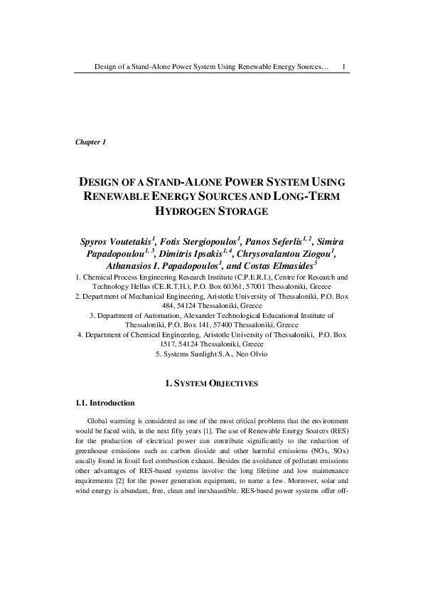 (PDF) Design of a Stand-Alone Power System Using Renewable Energy ...
