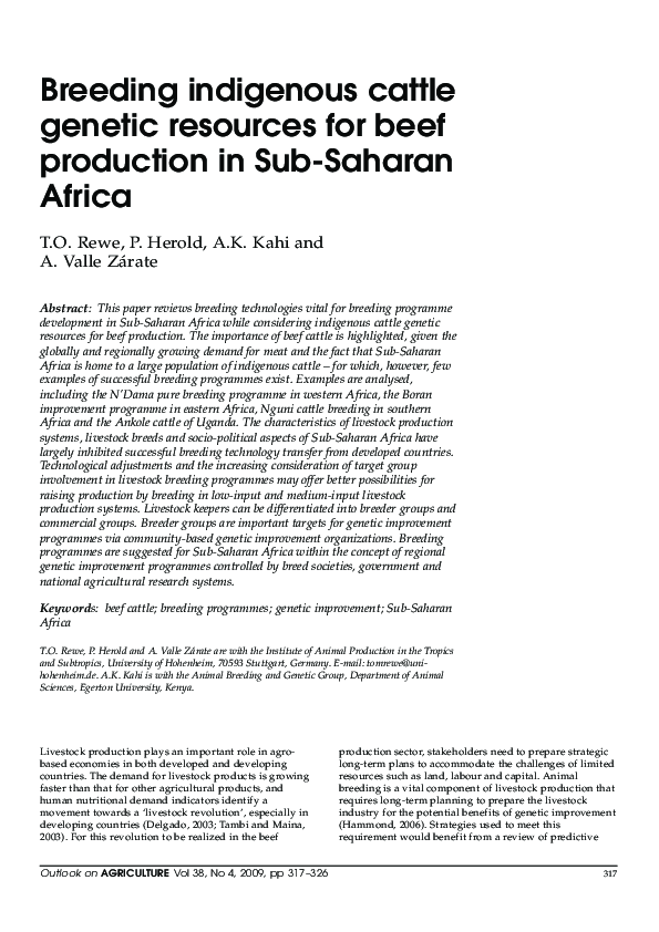 INDIGENOUS CATTLE PRODUCTION HANDBOOK PDF visual data 6