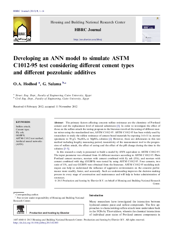 (PDF) Developing an ANN model to simulate ASTM C1012-95 test ...