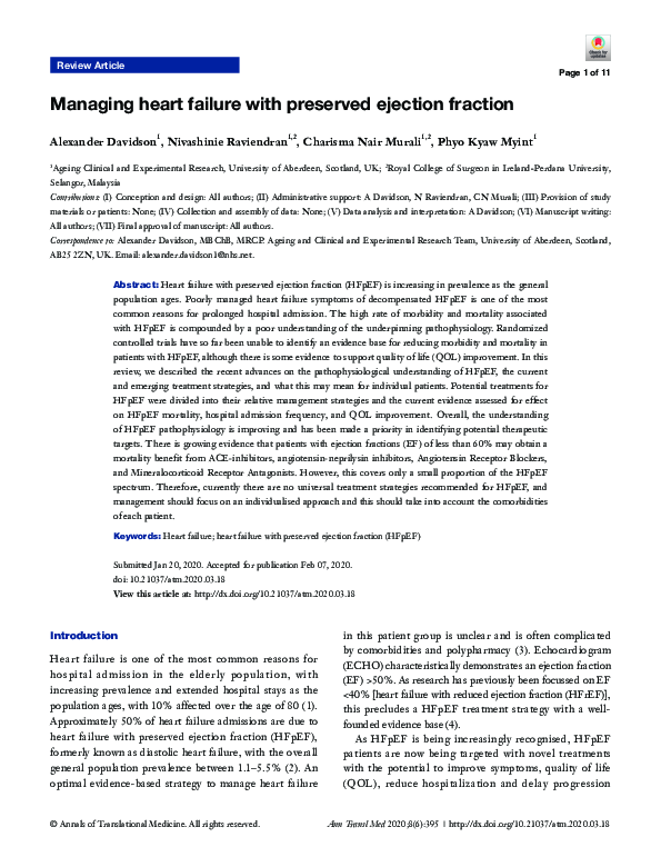 (PDF) Managing heart failure with preserved ejection fraction