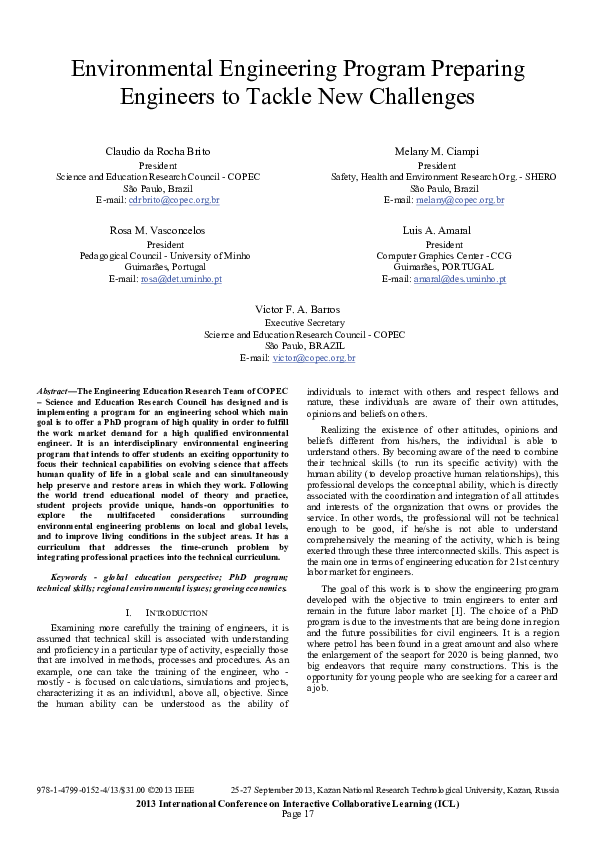 (PDF) Environmental Engineering Program Preparing Engineers to Tackle ...