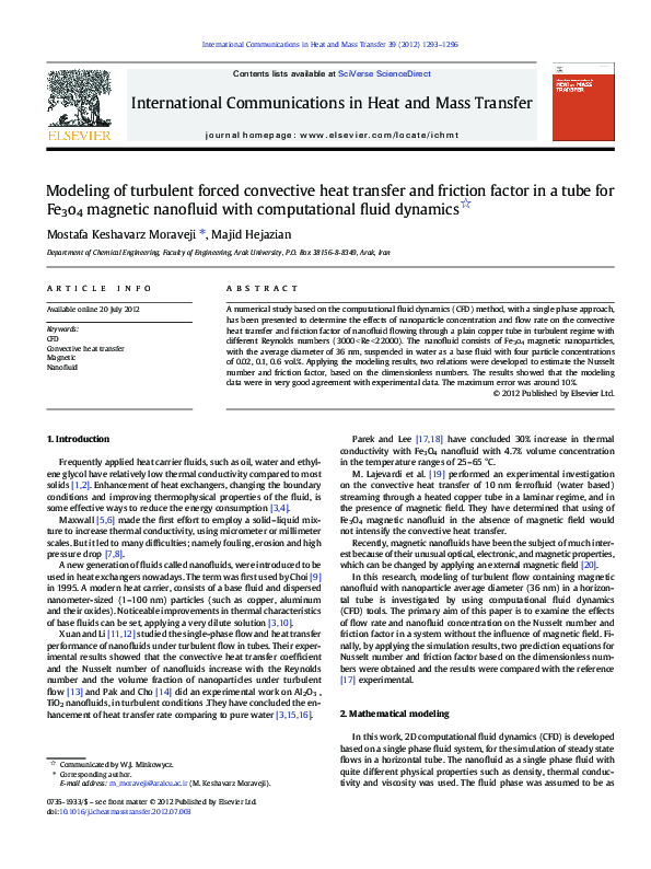 (PDF) Modeling of turbulent forced convective heat transfer and ...